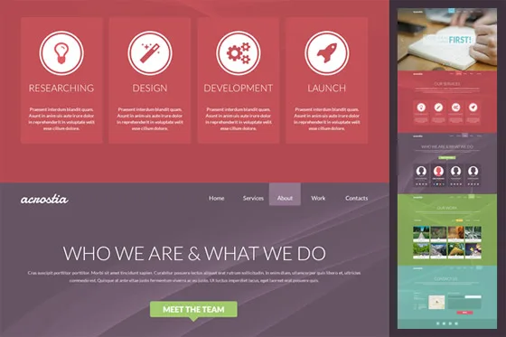 Flat web sitesi teması Acrostia