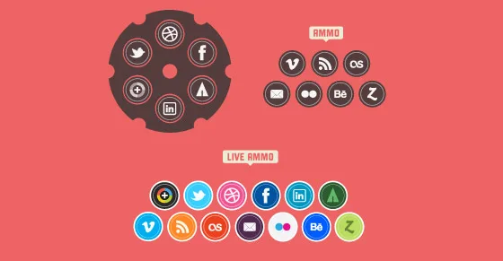 The Social Gunman sosyal medya ikon seti